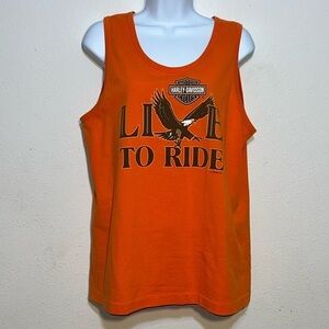 Harley Davidson Womens Orange Texas Dealership Tank Top Size Medium